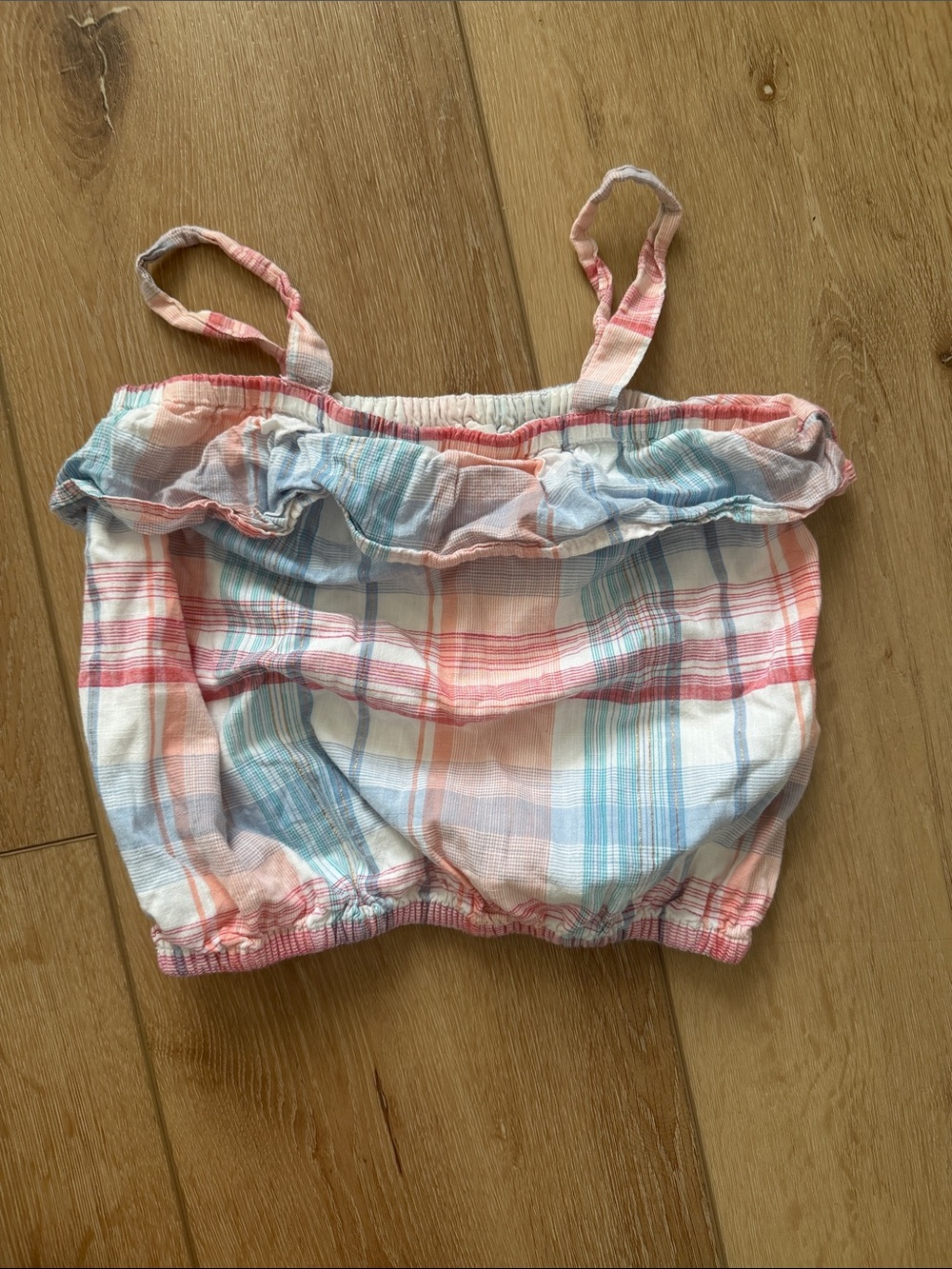 Cat & Jack Plaid Ruffle Tank Top - Pink & Blue